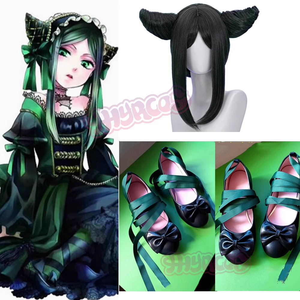 Anime Black Butler Sieglinde Sullivan Cosplay zapatos Ciel verde oscuro señora Cosplay verde tacones altos mujeres fiesta de Halloween hermosa