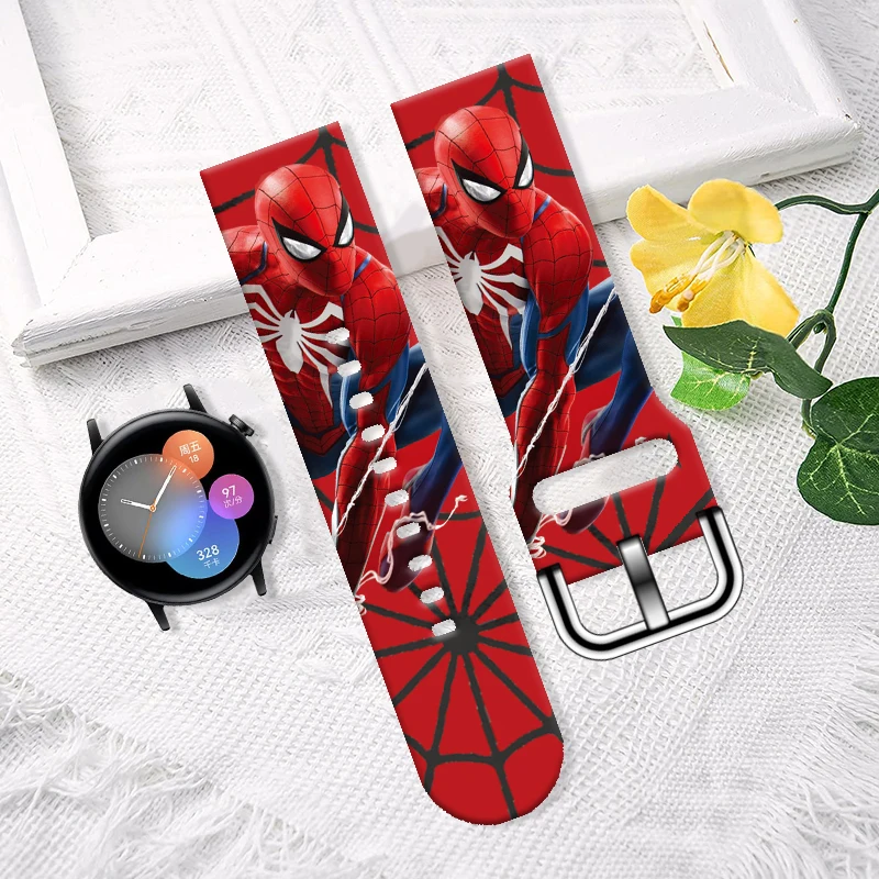 Disney Spider-Man 20mm Printed Strap for Samsung Galaxy Watch 6/5 40mm 44mm Band Replaceable Bracelet for Amazfit Balance 45mm