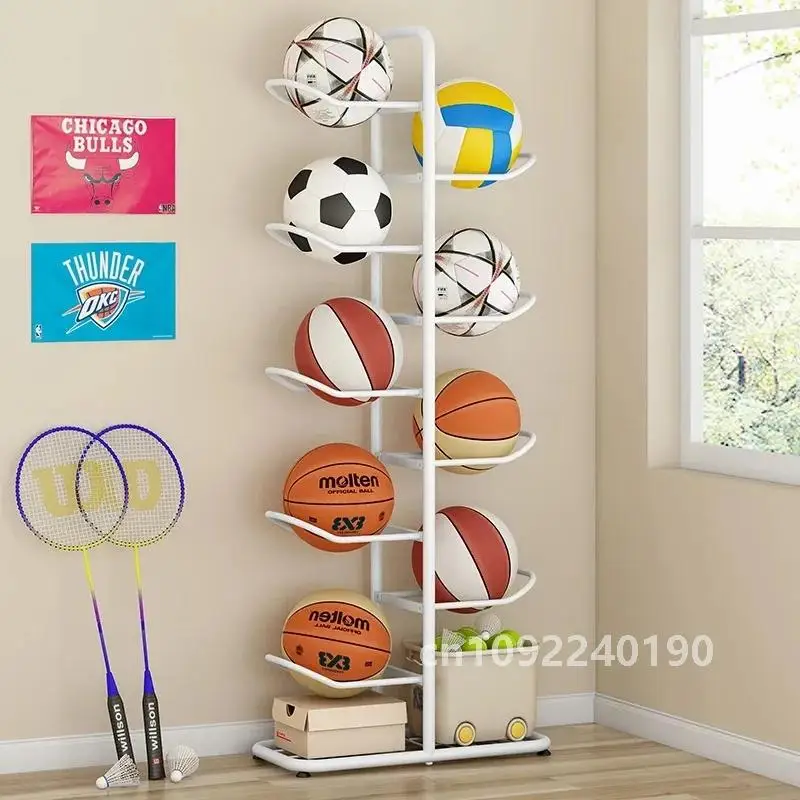 Basketball storage rack Household children's toys Balls Multilayer tennis storage badminton basket storage racket floor Table