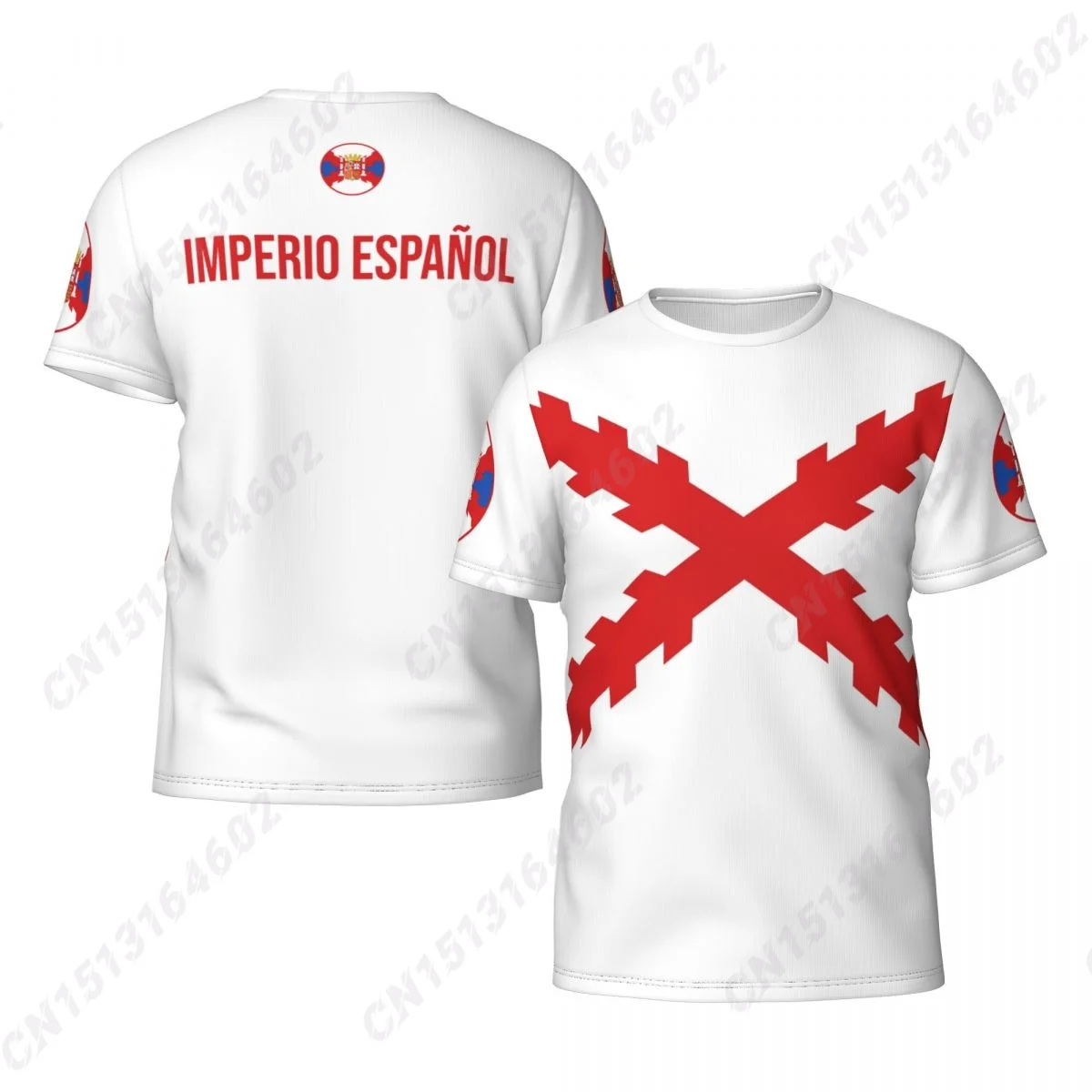 Spanish Empire Vintage Flag 3D Printed T Shirt Men Women Summer Short-sleeved Custom T-shirt For Running Bike Tennis Fitness