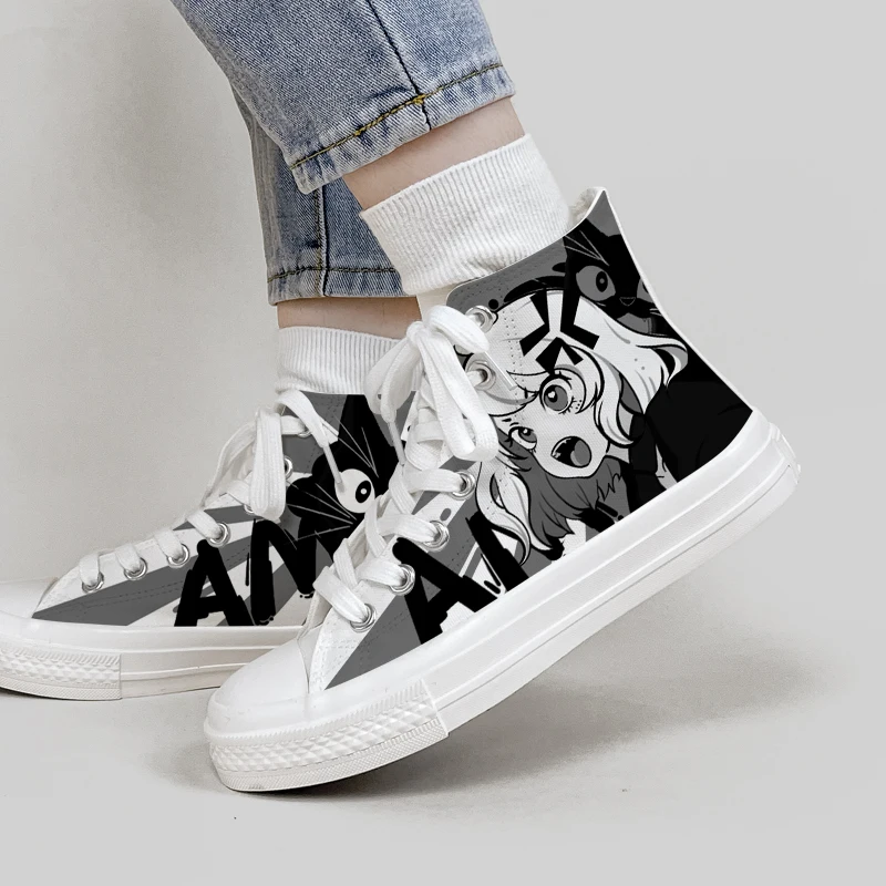 Amy and Michael 2024 New Designers Shoes Fashion Women High Top Flat Casual Sneakers Girls Students Graffiti Canvas Shoes