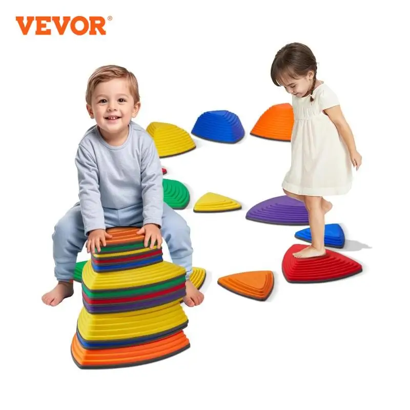 VEVOR 12PCS Children Balance Stepping Stones Sports Toys Sensory Integration Training Parish Party Indoor Kids Social Game