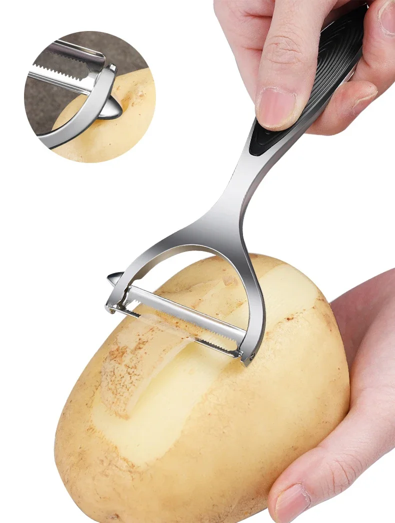 

Multi-functional Peeler! Zinc Alloy + Stainless Steel Blade, Durable & Sharp, Easily Peel Apples, Potatoes, Veggies & Fruits - M