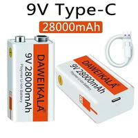 1-10PCS New Daweikala 9V 28000mAh USB Rechargeable Lithium Battery 6F22 for Multimeter Microphone Toy Guitar KTV
