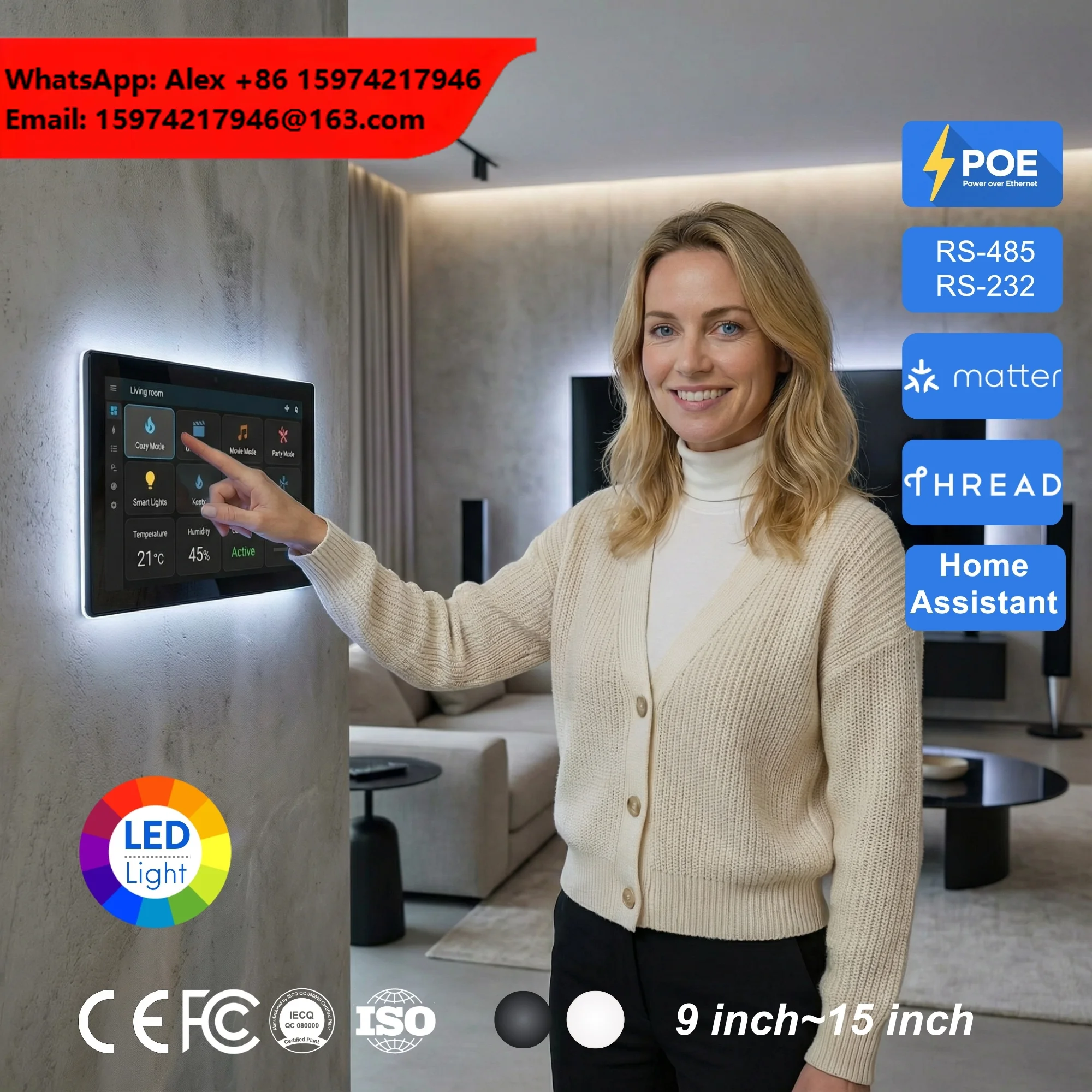 10.1 Inch Android 14 RK3576S Smart Home Intercom System Control Panel POE Wall Mount Touch Screen Tablet With RS485 I/O Port