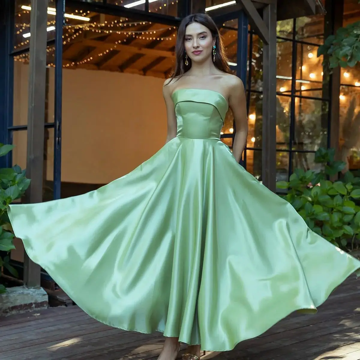 

Simple Green Prom Dresses Elegant A Line Evening Gowns for Formal Occasion Customized Summer Stain Wedding Party Robes