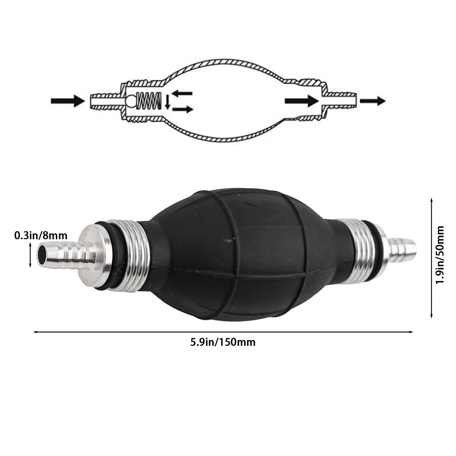 Fuel Transfer Pump Manual Fuel Transfer Hose Siphoning Liquids Fuel Transfer Transparent Hose Heavy Aluminum Ends
