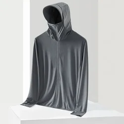 UPF 50+ Sunscreen Jacket for Men -Waterproof Hooded Windbreaker for Summer Fishing and Hunting Quick Dry Sun Protection Clothing