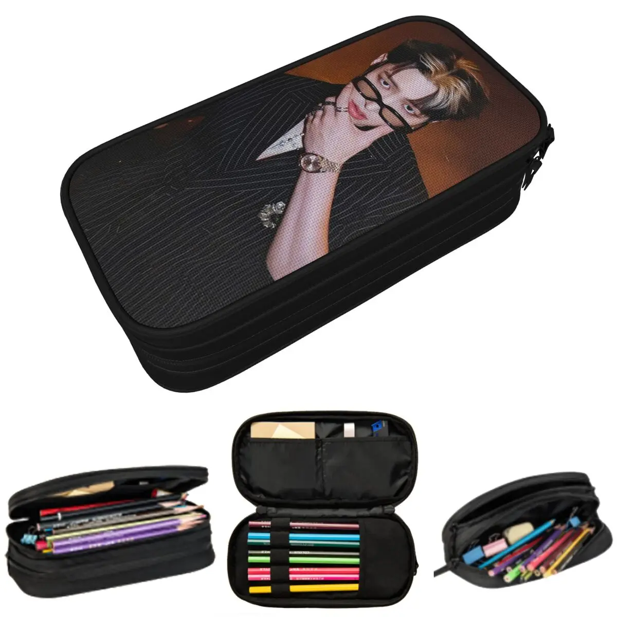 Mingi Ateez - Trousse à crayons Spin Off From The Witness Halazia pour enfants, boîte à stylos, sac à crayons, fournitures de papeterie, sac porte-stylos