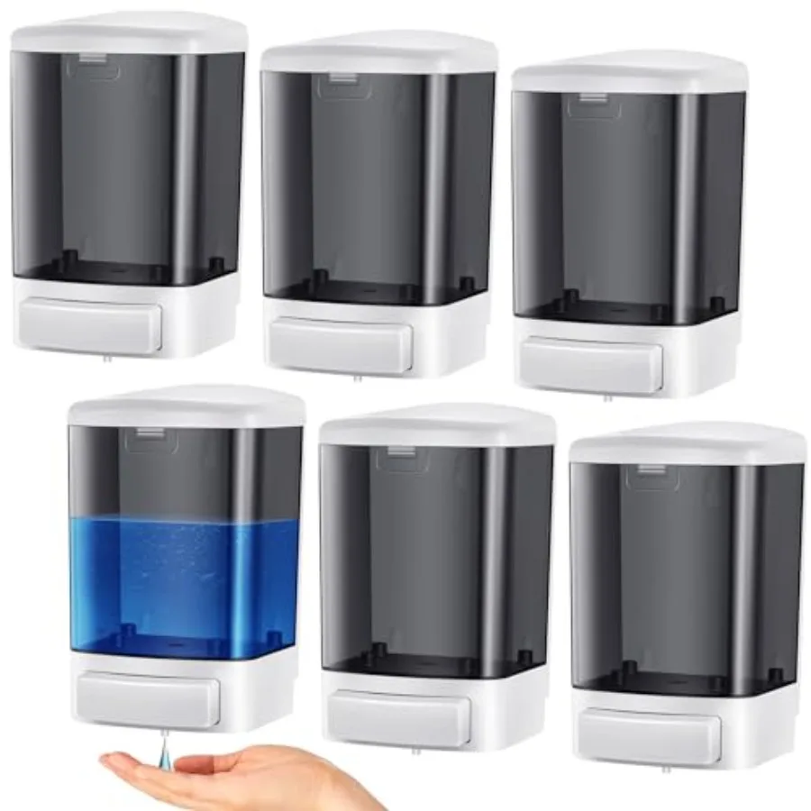 

Набор из 6 пластиковых настенных дозаторов для мыла, коммерческие ручные диспенсеры для мыла для кухни, душа, отеля