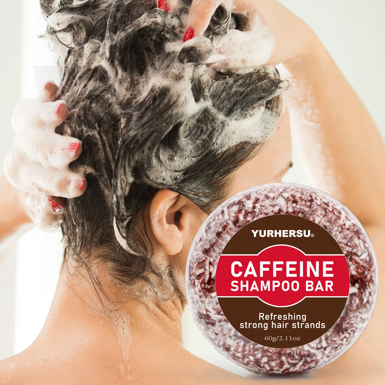 

Premium Caffeine Shampoo Bar for Hair Growth & Anti Hair Loss - Stimulates Follicles, Strengthens Roots, For Men/Women, 60g