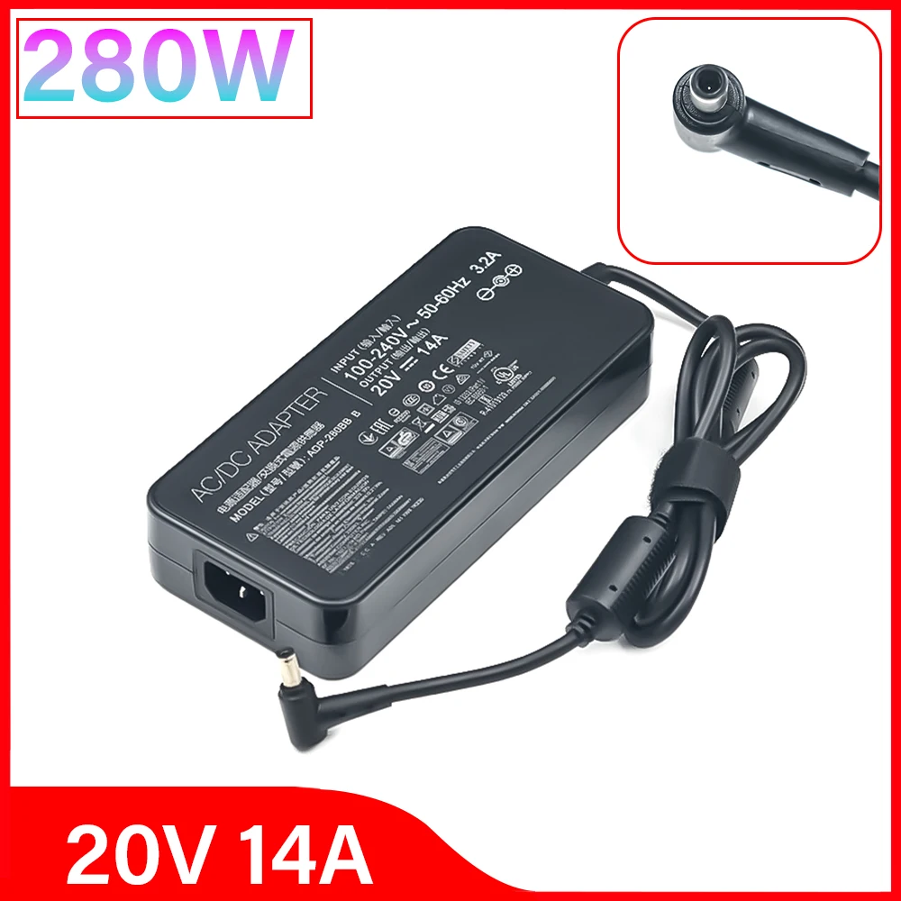 Imagem -01 - Adaptador de Carregador Portátil para Asus Fonte de Alimentação para Asus Pg35v G703gi Gx701 Rog G703gx G703gs Gx703hs 20v 14a 60x37 mm Adp280bb b 280w ca adaptador de carregador portatil para asus fonte de alimentacao para asus pg35v g703gi gx701 rog g703gx g703gs gx703hs 20v 14a 60x37 mm adp280bb b 280w ca 01