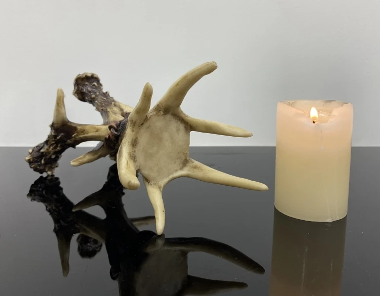 Vintage-Geweih-Kerzenhalter aus Kunstharz, Tiermotiv-Kerzenständer, Hirschstatue, Wohnzimmer-Deko, Kamin-Deko, Weihnachtsdekoration – Detail 6