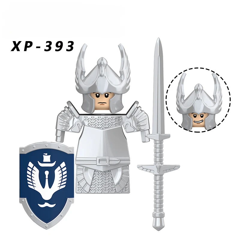 KT1051 Gondor Medieval Knight Building Blocks Figures Lancer Archer Soldier Minifigures With Helmet DIY Bricks Toys For Gift view 6