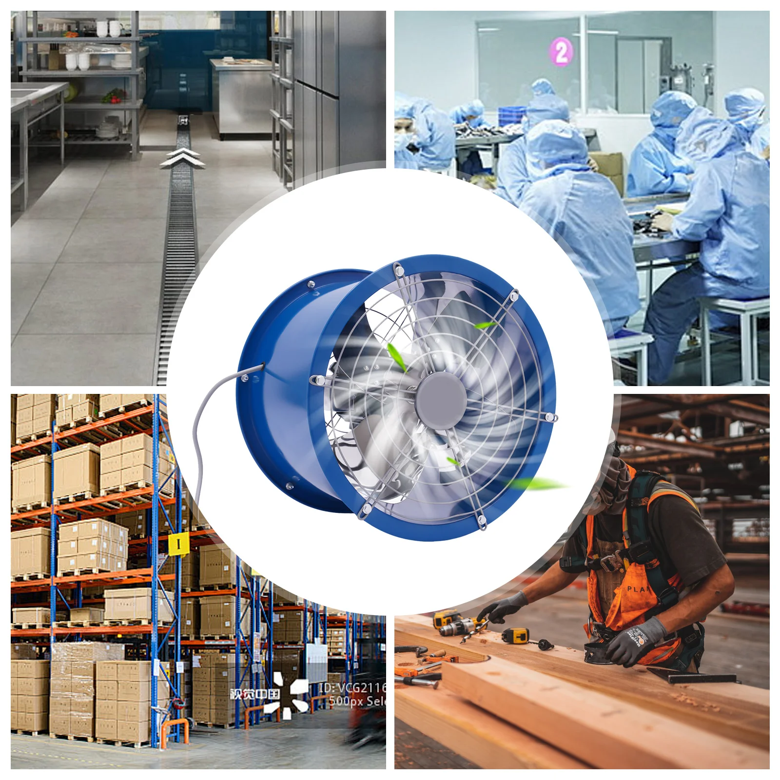 مروحة أنبوبية أسطوانية 370 وات 5400 م 3 ساعة من الفولاذ الكربوني لتدفق الهواء لأنظمة التهوية الصناعية #1