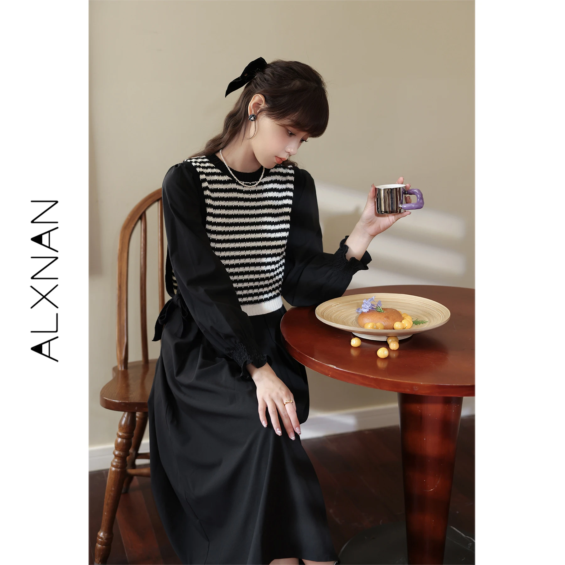 Lusignan Dames Lange Sve Dr Bla Ele Hepburn Sle Inner Wear Maxi Rok A-lijn Silhouet Woon-werk Dame Losse Taille