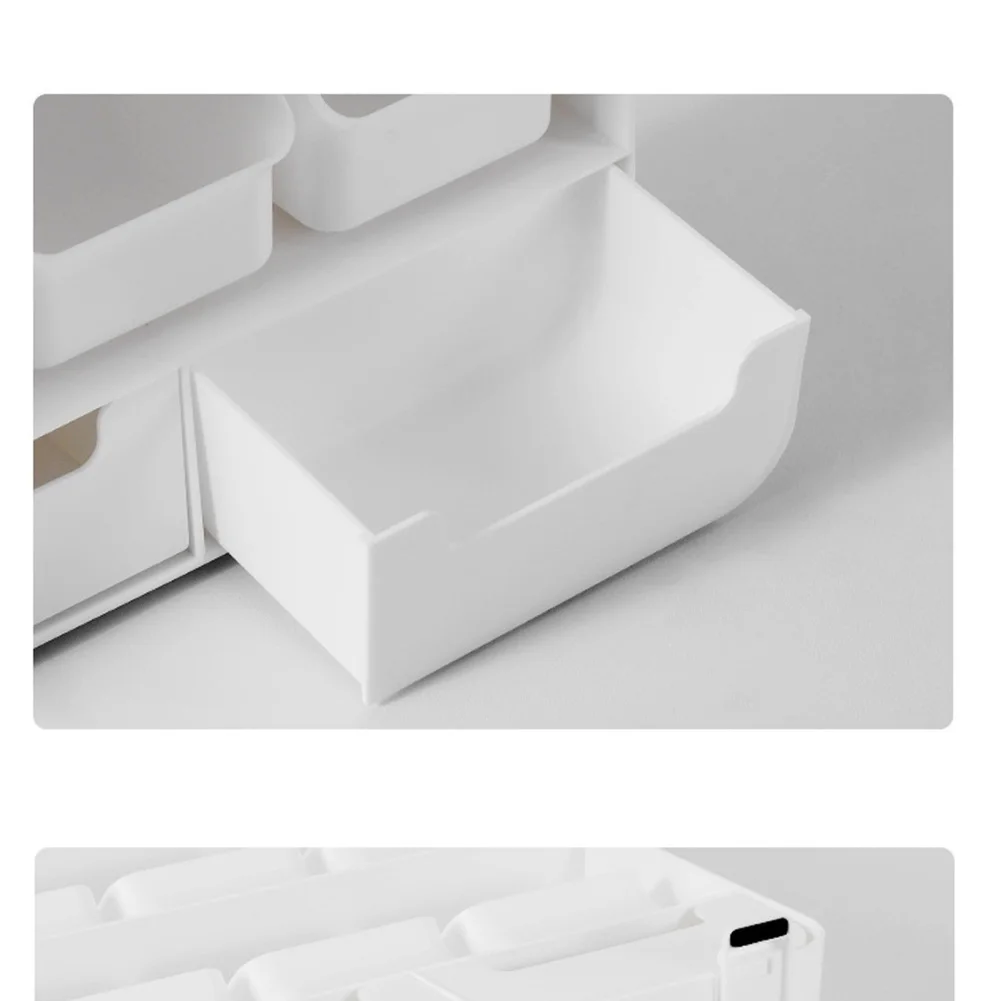 Desk Makeup Organizer Desktop Storage Box With Ample Sliding Drawer Multifunctional Home Storage For Kitchen Bedroom Living Room