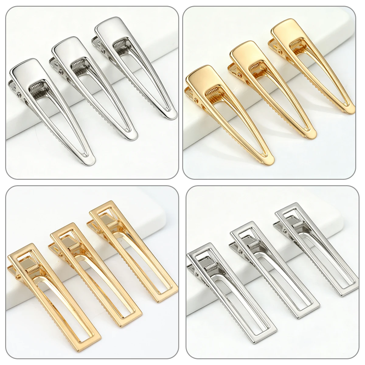 Y2K Simple Silvery Golden Duckbill Clamp Hair Clips Girls Hairpins BB Clips Barrettes Headbands for Women Hairgrips Hair Tool
