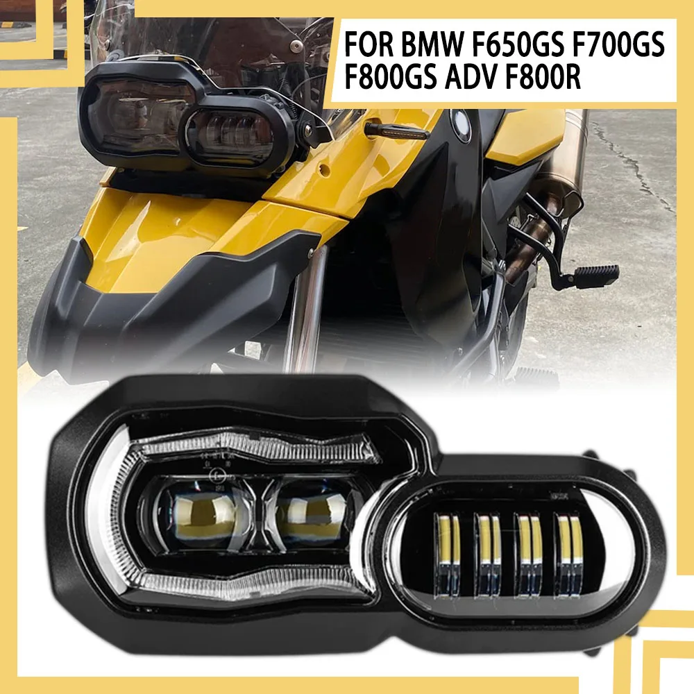 Motorcycle Headlamp Daytime Running Light For BMW F650GS F700GS F800GS ADV F800R Complete LED Headlight Assembly Angel Eye