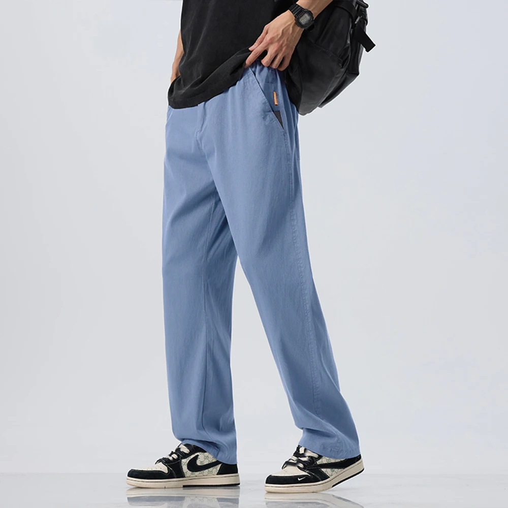 Lyocell Ultra-dünne Eisseiden-Hose für Herren, Sommer, locker geschnitten, kühl, atmungsaktiv, Alltag, Sport, Freizeit, modisch, koreanischer Stil – Detail 4