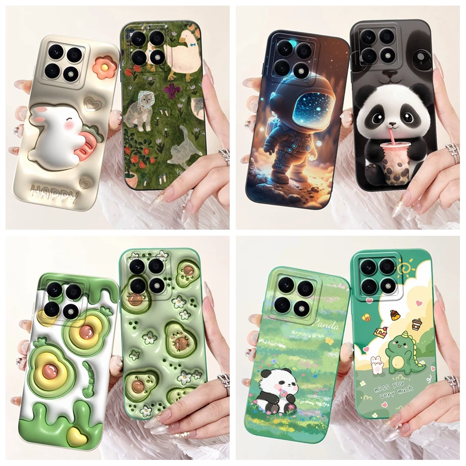 For Honor X8a Case CRT-LX1 CRT-LX2 CRT-LX3 Shockproof Cover Cute Avocado Panda Soft Jelly Silicone Phone Case For HonorX8a Coque