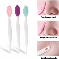 Skin Care Lip Exfoliating Facial Cleansing Face Scrub Nose Clean Brush Blackhead Remove Silicone Double-Sided Skin Care Tool