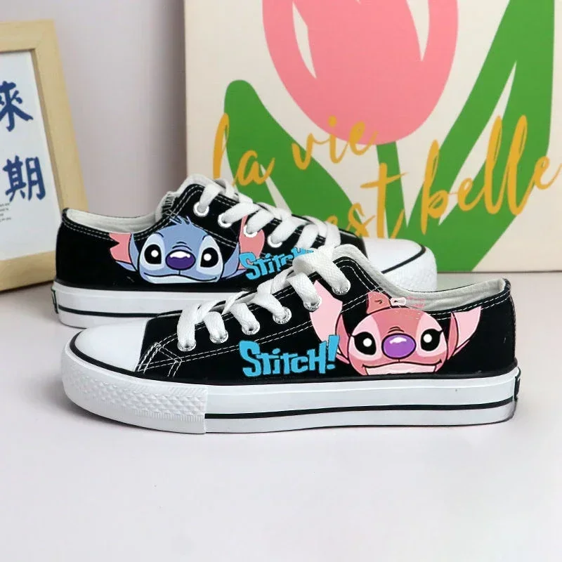 Disney Lilo & Stitch Kids Canvas Shoes Cartoon Sport Shoes Children Fashion Print White Shoes Boys Tennis Shoe Kawaii Sneakers