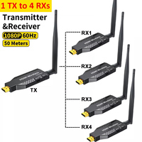 50M 1 TX-4 RX HDMI Wireless Transmitter Receiver Video Extender Camera Laptop PC to TV Mirror Adapter 1080P 60Hz Display Dongle