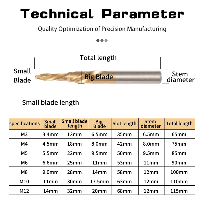 1PCS Counterbore Twist Step Drill 90/180 Degree Cobalt-containing HSS M3 M4 M5 M6 M8 M10 M12 Metal Drilling Chamfer Step Drill