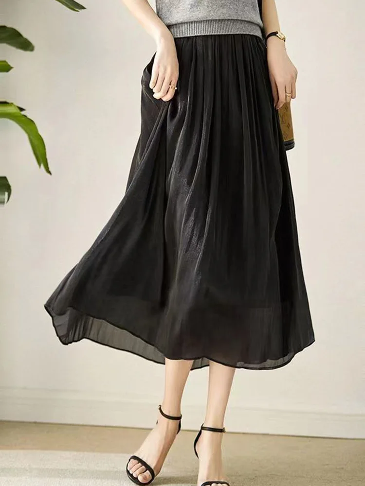 

Pleated Skirt Mesh Skirt Female Fairy Gauze Skirt Big Hemline Long dress Summer New Mesh Skirt Type Versatile Small Fairy Skirt