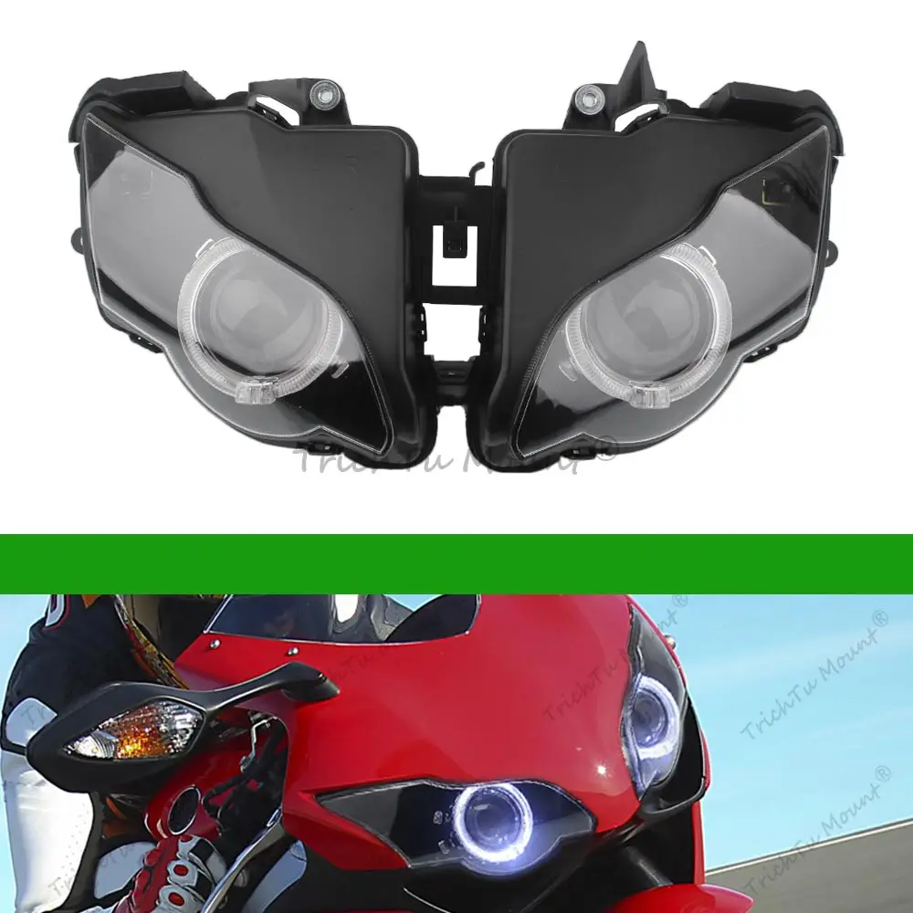 

1Pc Fully Assembled Headlight Fit For Honda Cbr1000Rr 2008-2011 High Brightness Long Lifespan 12V White Angel Eye Red Devil Eyes