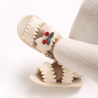 Girls' summer sandals 0-18 months old, cute bow cherry decoration, soft sole, breathable, casual and comfortable 6