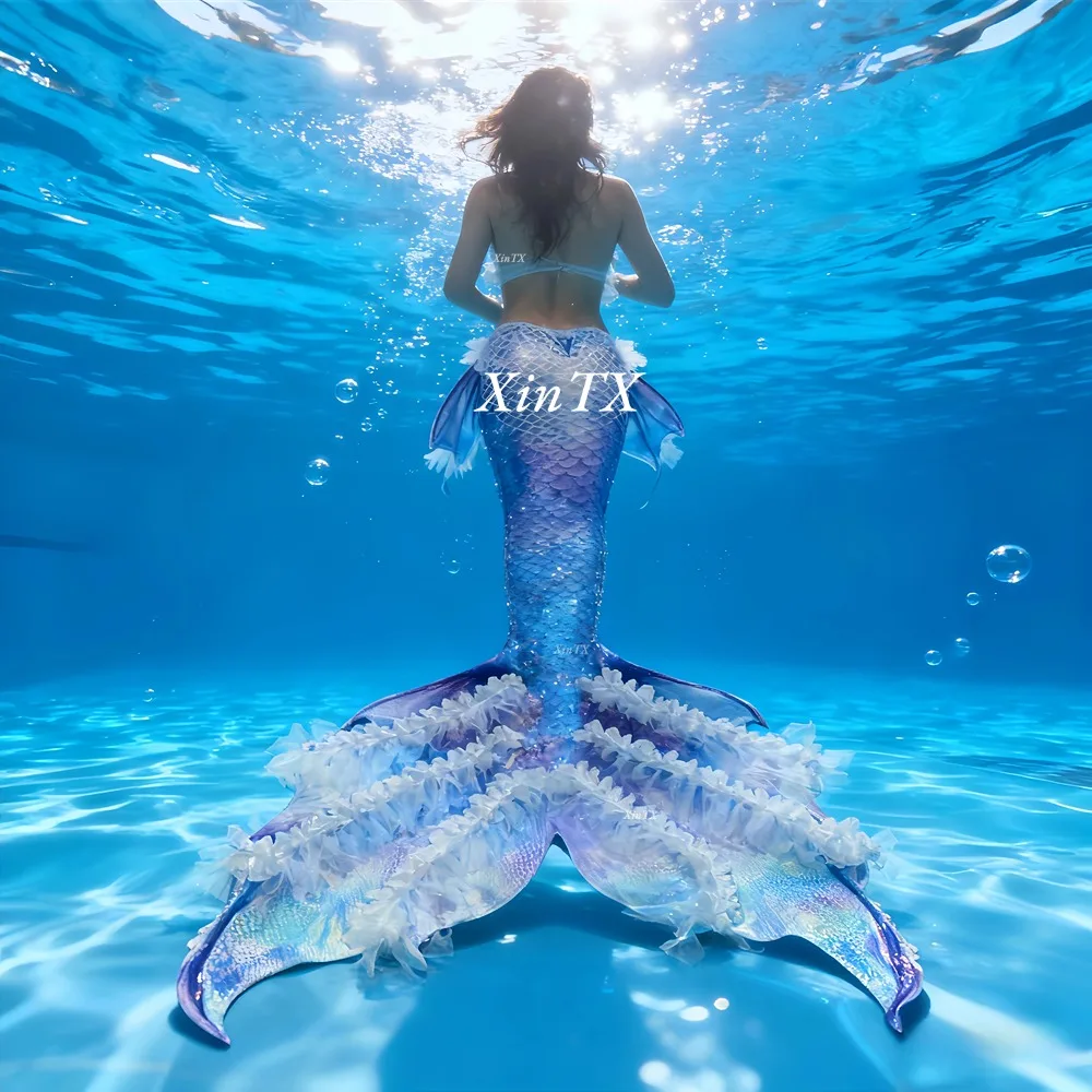 

Adult Mermaid Tail Swimsuit with Glittering Heat-Pressed Sequins Sparkling Fish Tail Swimwear for Women