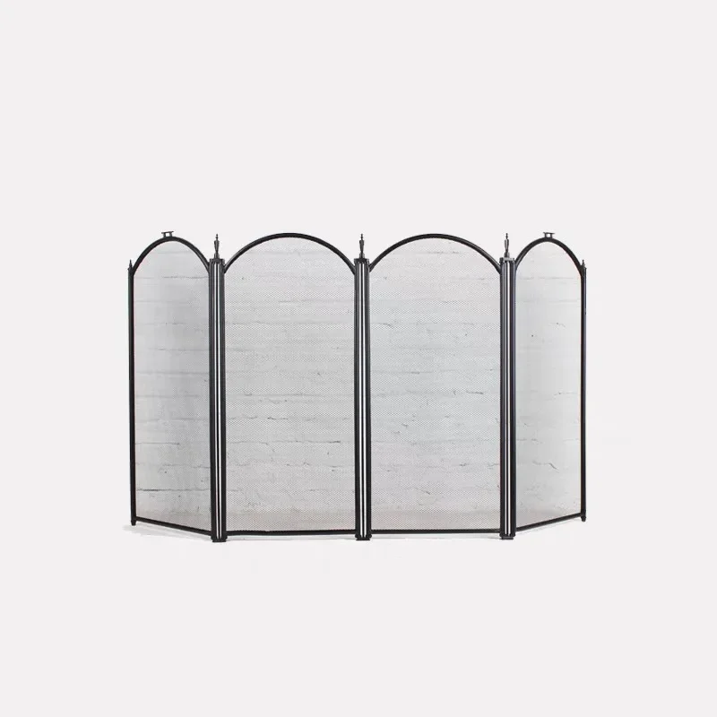 Fireplace screen mesh fire screen tool guardrail partition wrought iron folding screen decorative frame Nordic fence front guard