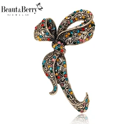 Beaut & Berry-broches Vintage con pajarita de diamantes de imitación para mujer, alfileres de solapa, regalo de fiesta para amigos, accesorios de joyería para banquete