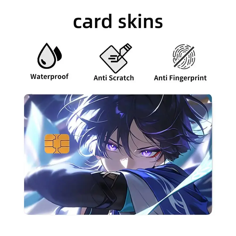 Anime Game Genshin Impact Wanderer Credit Skin Cover Card Stickers 4PCS Film Bus Pass Front Decoration Bank Debit Waterproof