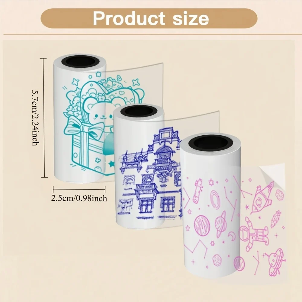 Transparent Color Printing Paper/Blue/Green/Black, Mini Transparent Tape 57mm, Compatible with Mini Printers for Coloring Print