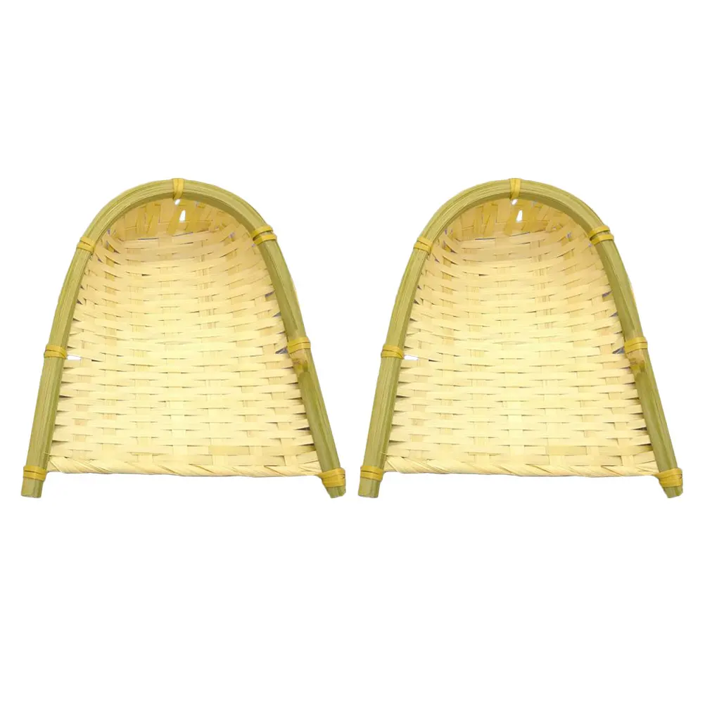 

2pcs Bamboo Woven Dustpans Decorative Storage Baskets Durable Material Easy Clean Simple Stylish Design Home Decoration