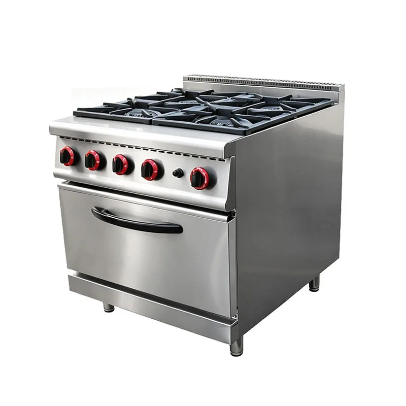 Kitchenware pot stove with oven European and American commercial stove stainless steel large back kitchen four eyes