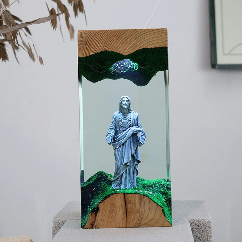 Table Resin Lamp Jesus Virgin Mary Colors Night Light Customized Creative Artistic Desktop Figure Home Decor USB Charge