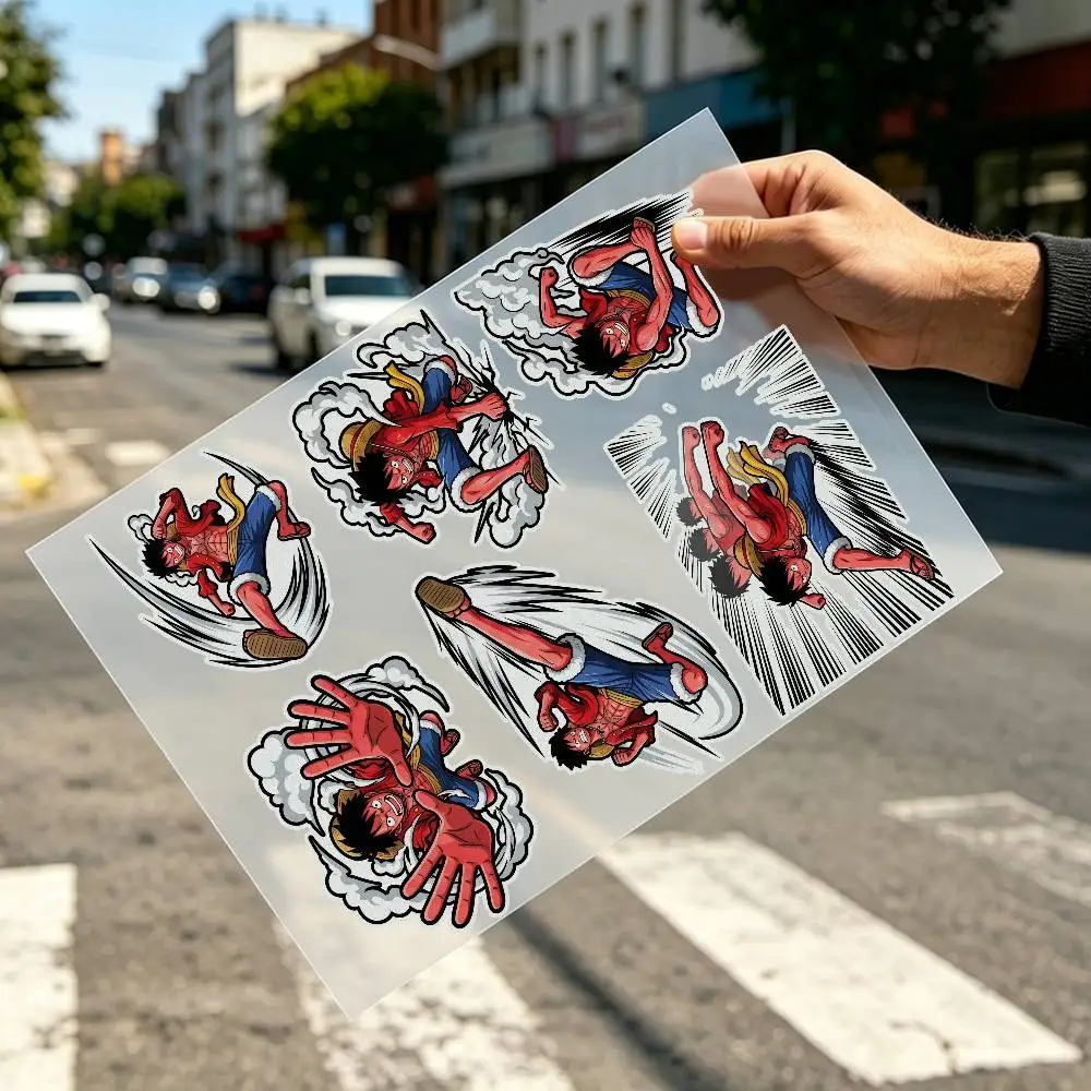 Pegatina Reflectante de Anime Luffy Gear 2 para Llantas de Coche, Casco, Motocicleta, Bicicleta, Alta Visibilidad Nocturna, Protección de Seguridad