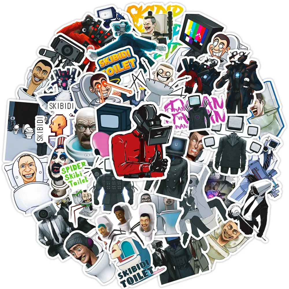 10/30/50PCS Skibidi Toilet Cartoon Funny Game Waterproof Stickers Decals Skateboard Guitar Suitcase Freezer Graffiti Sticker