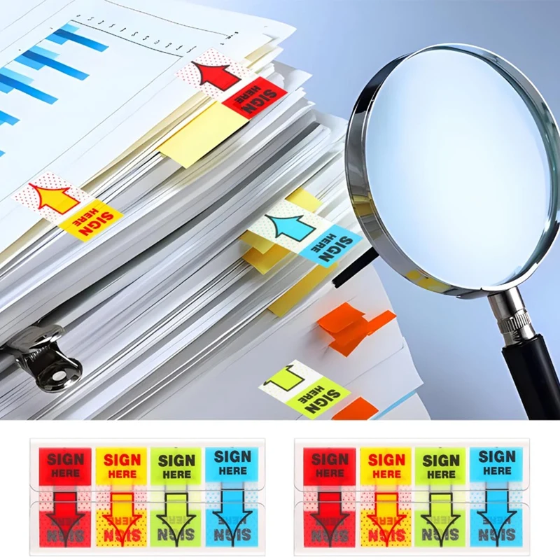 500Pcs Sign Here Stickers,Labels Stickers Adhesive Sign Here Tabs Sign Post Here Flags For Home Office School (4 Colors)