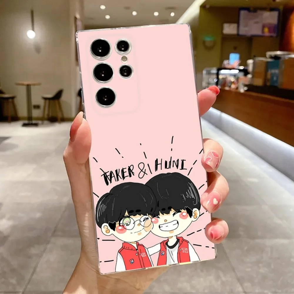 L-LOL SK Telecom T1 Faker Keria Phone Case Silicone Case For Samsung S30,23,21,22,20 Ultra,S20 FE lite,S10,9,8 PIus Cover Clear