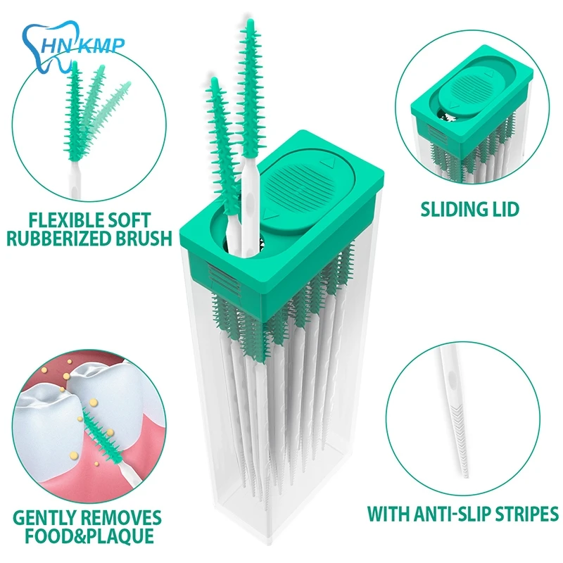 100pcs Interdental Silicone Brushes Dental Toothpicks Brush Between Teeth Silicone Toothpicks With Thread Oral Cleaning Tool