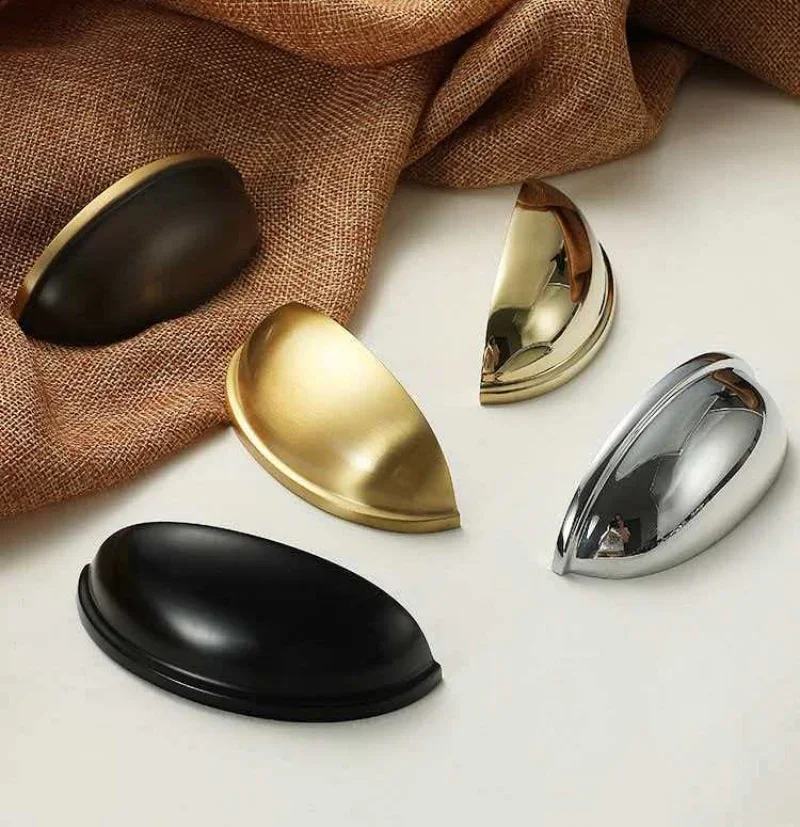 High-end Brass Furniture Pull Handles Retro Bronze Shell Cabinet Door Handles Door Drawer Knob Kitchen Wardrobe Cupboard Pulls