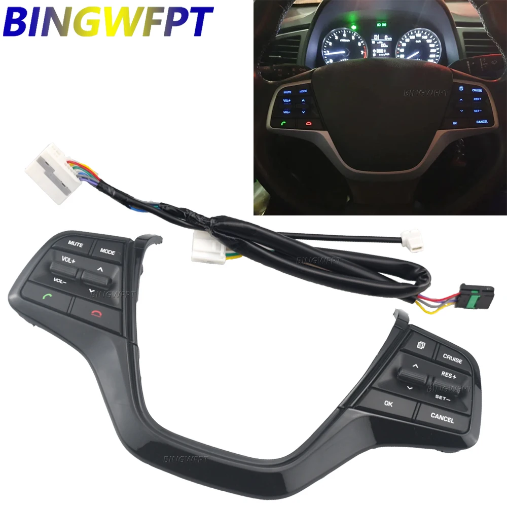 

For Hyundai Solaris 2016-2022 1.6L Multi Function Switch Button Piano Black Steering Wheel Cruise Control