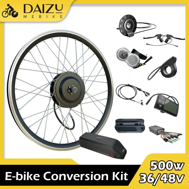 36V/48V 500W E Bike Conversion Kit 13Ah/20Ah Hailong Lithium Battery Brushless Gear Hub Motor 20”24”26”27.5”28”29”700C Wheel