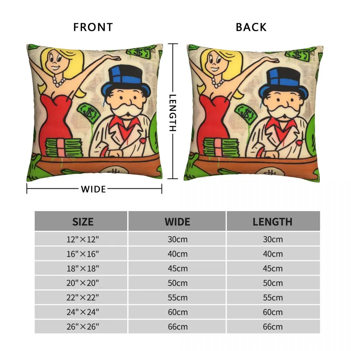 $ Scarface X Monopoly Man $ Pillowcase Polyester Linen Velvet Creative Zip Decor Pillow Case Car Cushion Cover