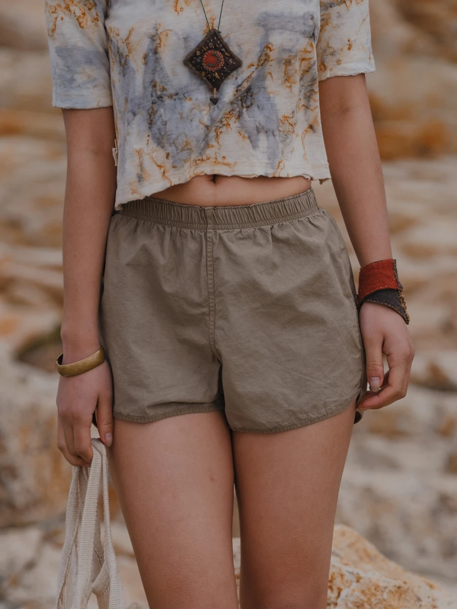 남산 인디고 고밀도 면 식물 염색 요가 팬츠 루즈핏 스트레이트 레그 라이즈 여름 캐주얼 팬츠 여성용